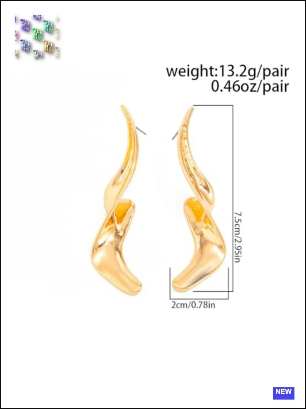 14K Gold Plated Irregular Dangle Earrings, Simple Lava Abstract Long Drop